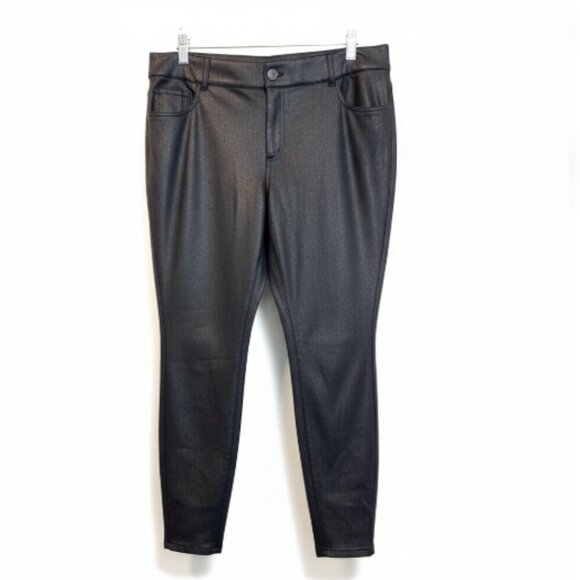 Lane Bryant Women's Faux Leather Jeans Sz 18 Stretch Black High Rise Ankle Pant - Picture 2 of 13